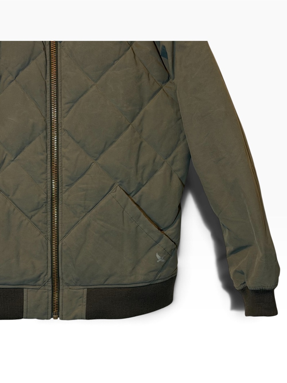Eddie Bauer Skyliner 650 Down Olive Quilted Bomber Jacket Mens Size XL Full Zip - Picture 7 of 10